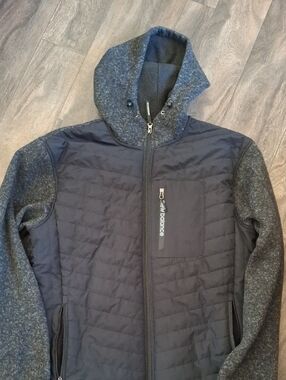 New Balance Men's Quilted Hybrid Hoodie Jacket - Dark Gray